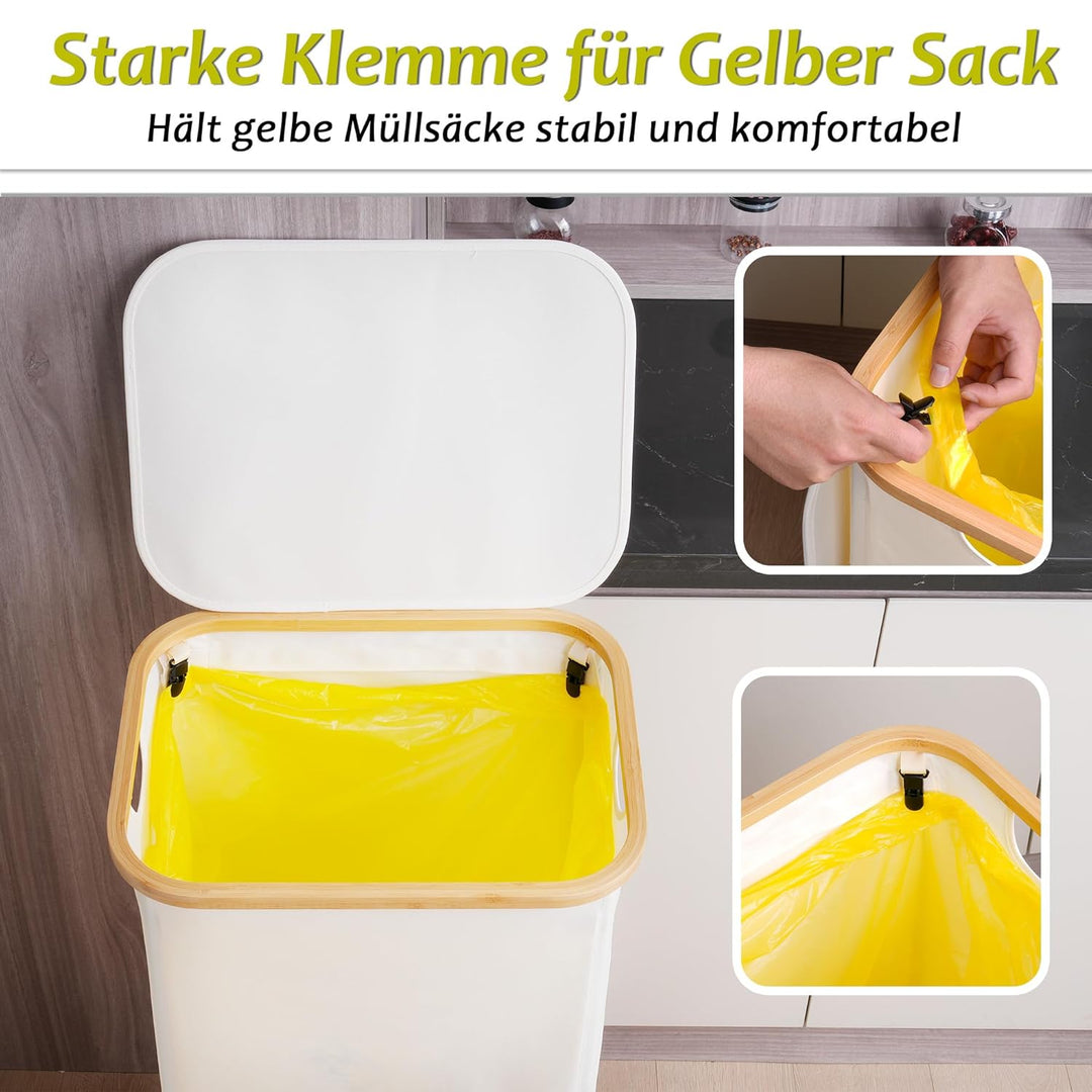 efluky Gelber Sack Ständer 100L, Mülleimer mit Deckel, Müllsackständer für Gelbe Säcke, Leichte Entn