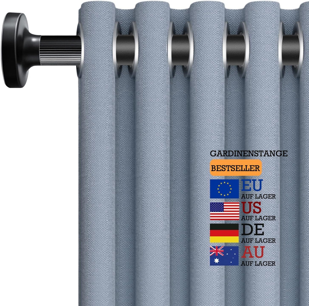 Gardinenstange Multifunktionale Teleskopstange ohne Bohren 80-165cm Matt Schwarz Ausziehbare Klemmba