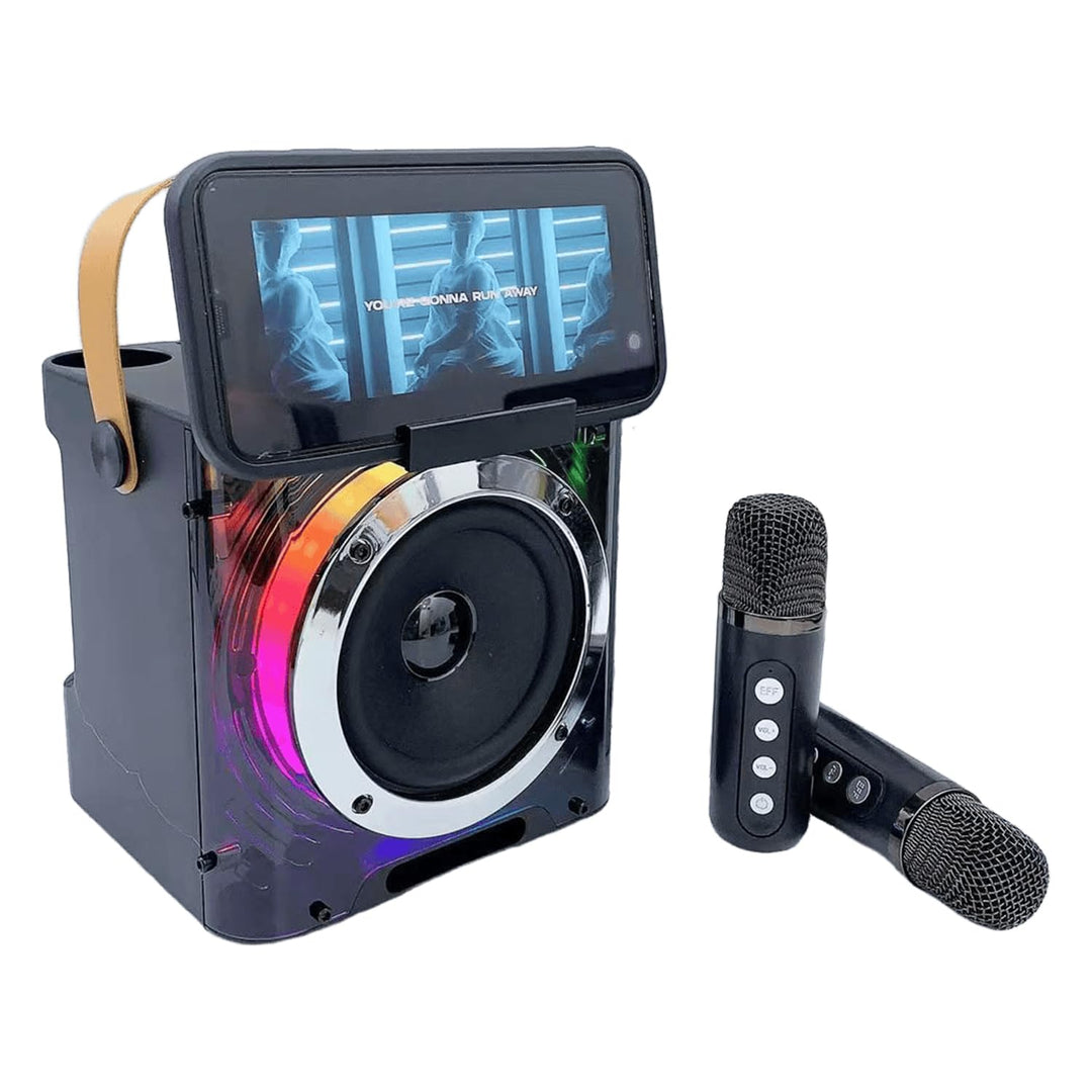 Karaoke Maschine mit 2 Mikrofonen, Tragbare Bluetooth Lautsprecher Box für Erwachsene und Kinder, Ka
