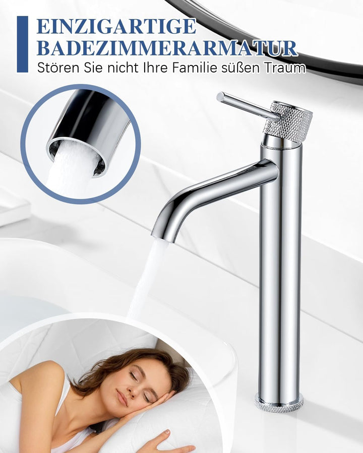 Wasserhan Bad Hoch Waschbecken Armatur Waschtischarmatur Einhebelmischer Einhand Mischbatterie Chrom