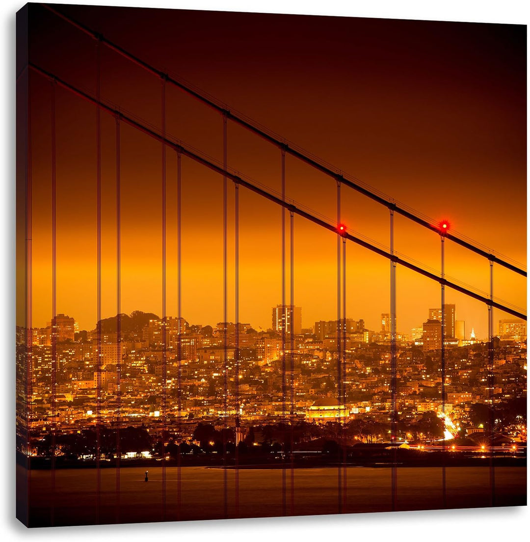 San Francisco Skyline, Format: 70x70 auf Leinwand, XXL riesige Bilder fertig gerahmt mit Keilrahmen,
