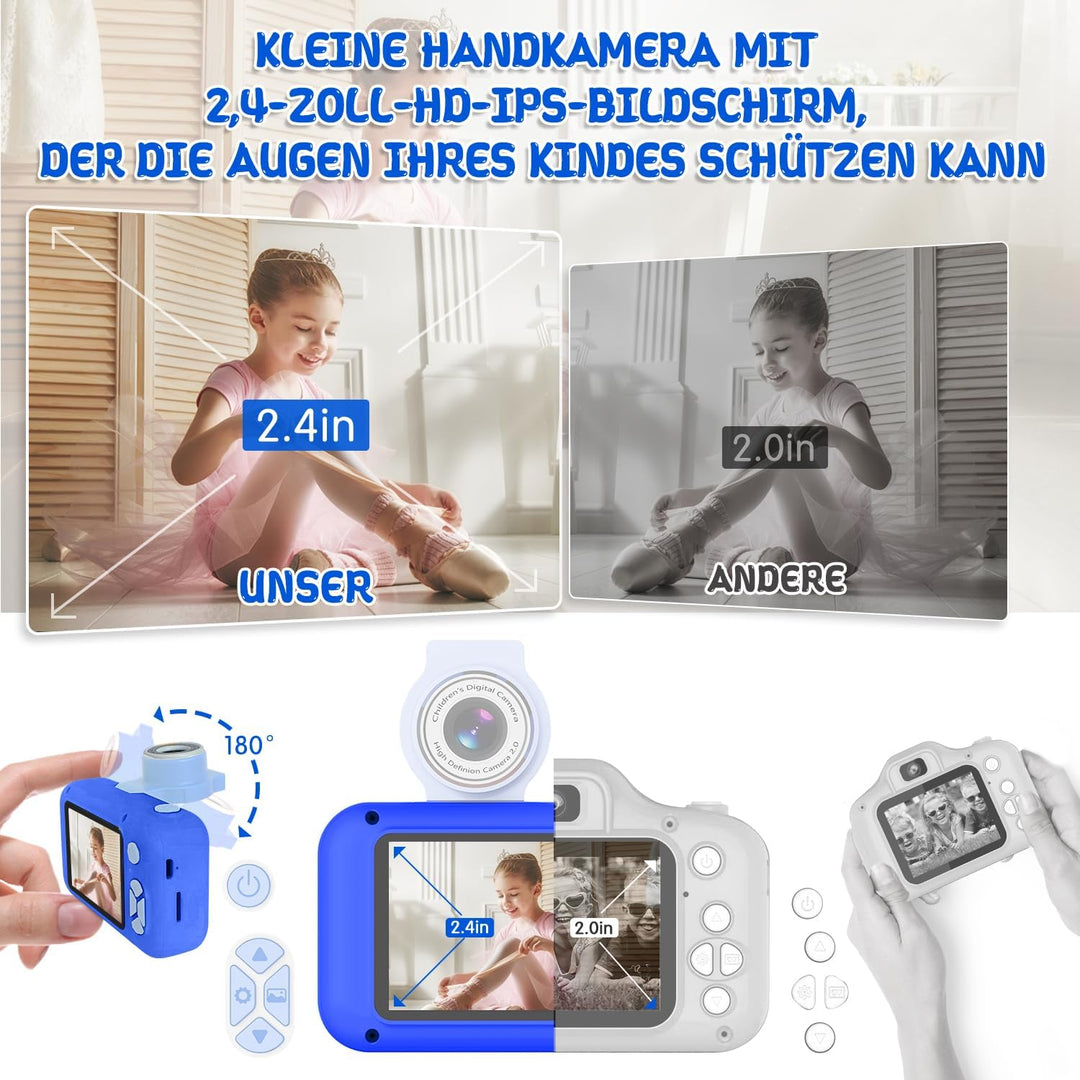 Kinderkamera für 3 4 5 6 7 8 9 10 11 12 Jahre alte Mädchen/Jungen, Kinder Kamera mit 180°Flip-Objekt