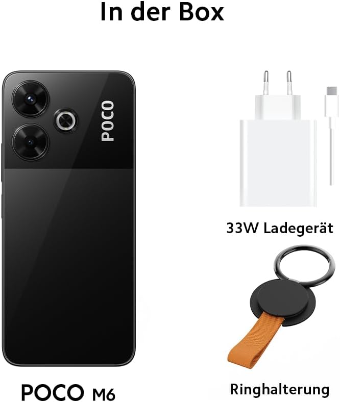 POCO M6 Smartphone, 6+128GB Handy ohne Vertrag, 90Hz 6,79'' FHD+Display, 108MP Kamera, 5030mAh, 33W