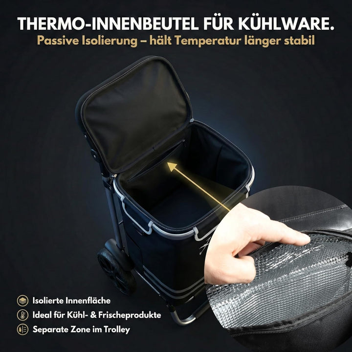 ALBATROS Einkaufstrolley Gross | Einkaufsroller mit grosser Tasche, Thermo-Innenbeutel | Sichtfenste