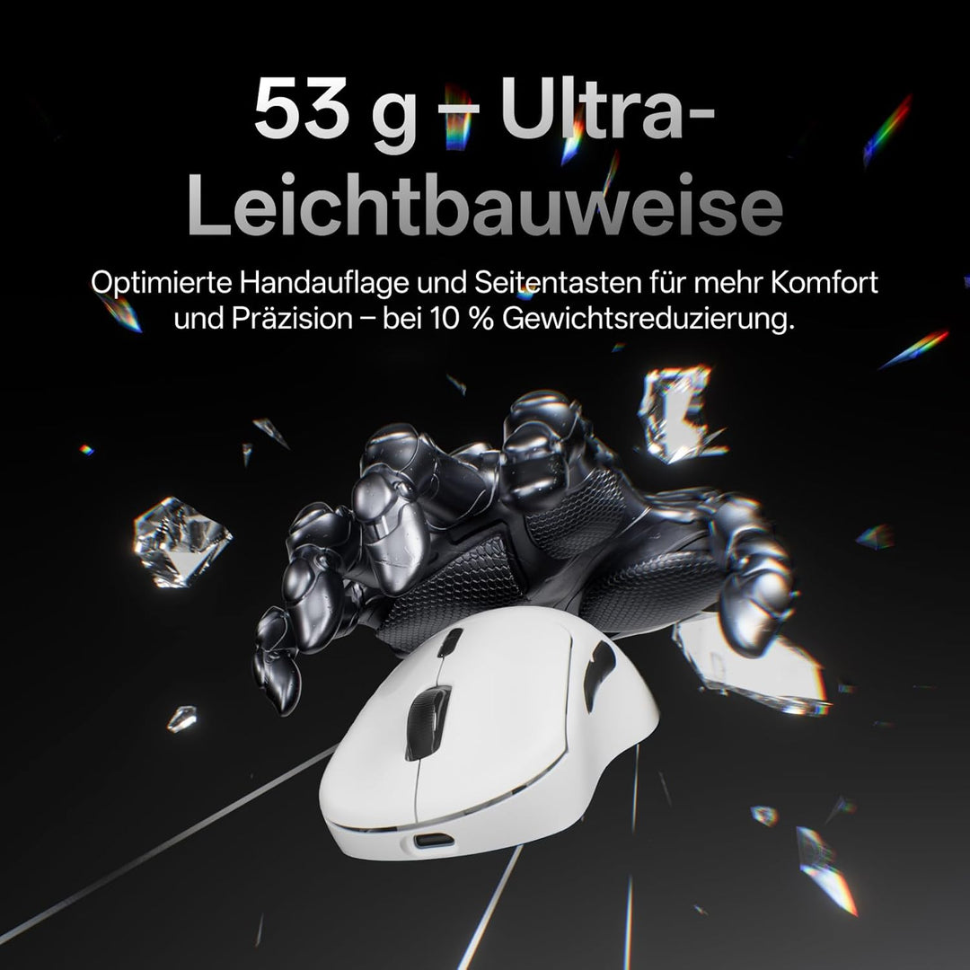 Rapoo VT3 MAX Gen-2 Gaming Maus Kabellose, Echte 8000Hz Abfragerate, 30K DPI, 53g Ultraleicht, 750 S