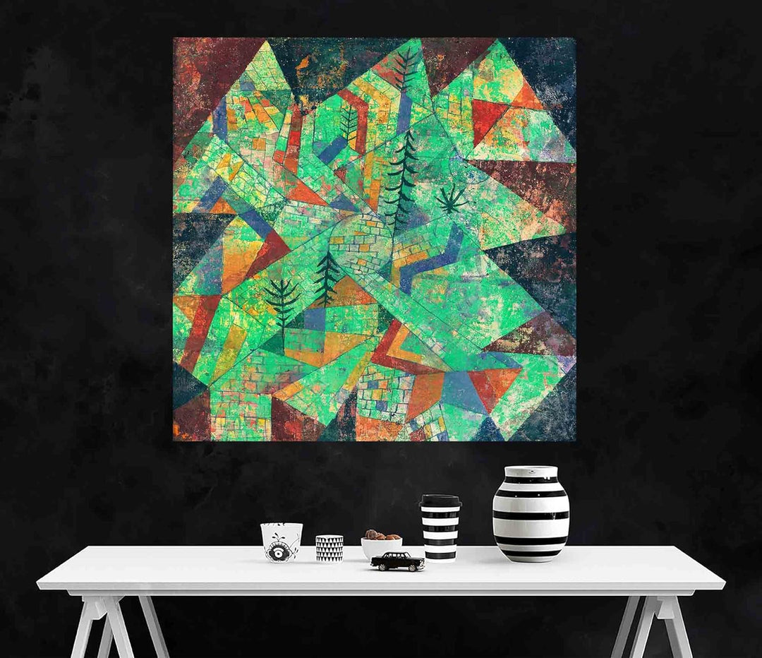 Artley Prints - The Forest Construction by Paul Klee Leinwand-Kunstdruck, moderne quadratische Druck