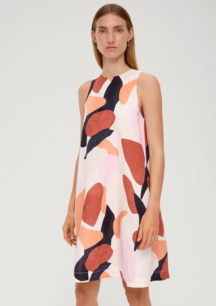 s.Oliver BLACK LABEL Damen Kleid kurz 36 Creme|mehrfarbig 02a1, 36 Creme|mehrfarbig 02a1