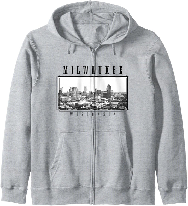 Milwaukee Wisconsin Vintage USA Souvenir Skyline Kapuzenjacke