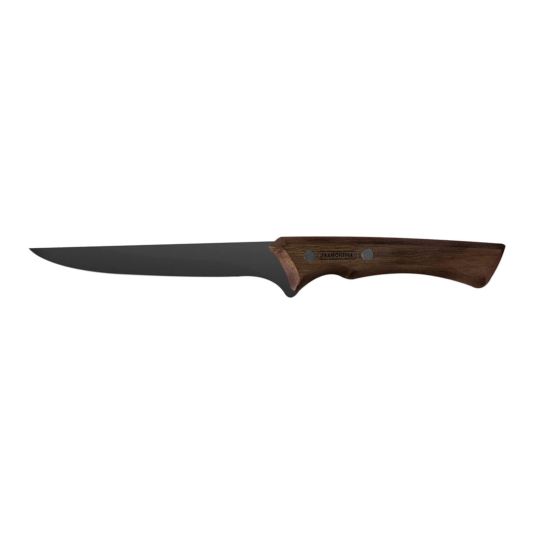 Tramontina CHURRASCO BLACK Ausbeinmesser, Klinge 15 cm, rostfreier Edelstahl, ergonomischer Holzgrif