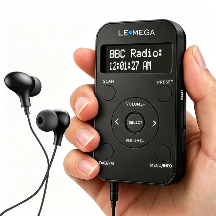 LEMEGA PR1L Taschen-DAB-Radio, FM-Radio, tragbares DAB+-Radio, inkl. Kopfhörer, wiederaufladbare Bat