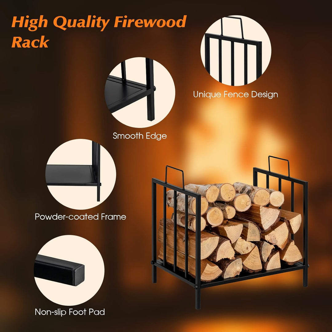 FANTASK Metall Kaminholzregal 45 x 33 x 46 cm, Brennholzregal bis 50kg, Feuerholzregal, Kaminholzstä