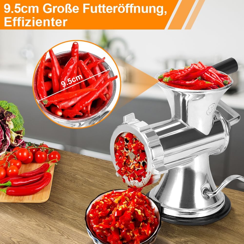 Fleischwolf Manuell, Aluminiumlegierung Fleischmühle Wurstfüllgerät Multifunktions Gemüseschredder H