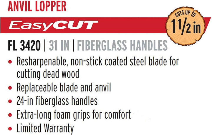 Corona Compound Action Anvil Lopper, 32 Inch, FL 3420, 32 in, Red