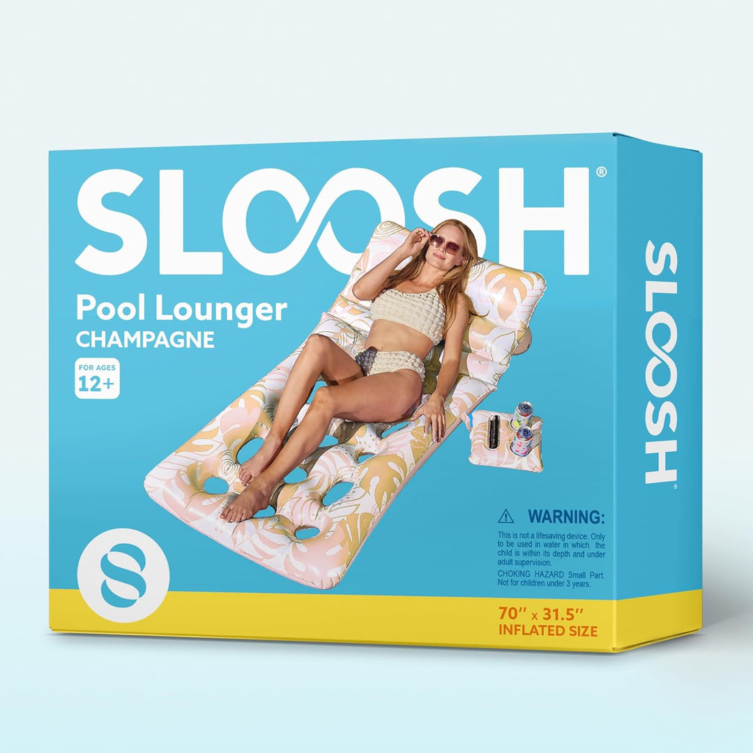 SLOOSH Wasser Pool Luftmatratze für Erwachsene, Aufblasbare Pool-Flösse mit Verstellbarer Rückenlehn