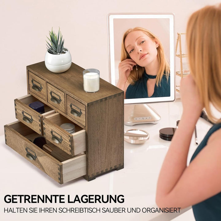 KIRIGEN Schreibtisch Schublade Schrank Storage Organizer 6 Schublade Mini Box mit Label Holder Griff
