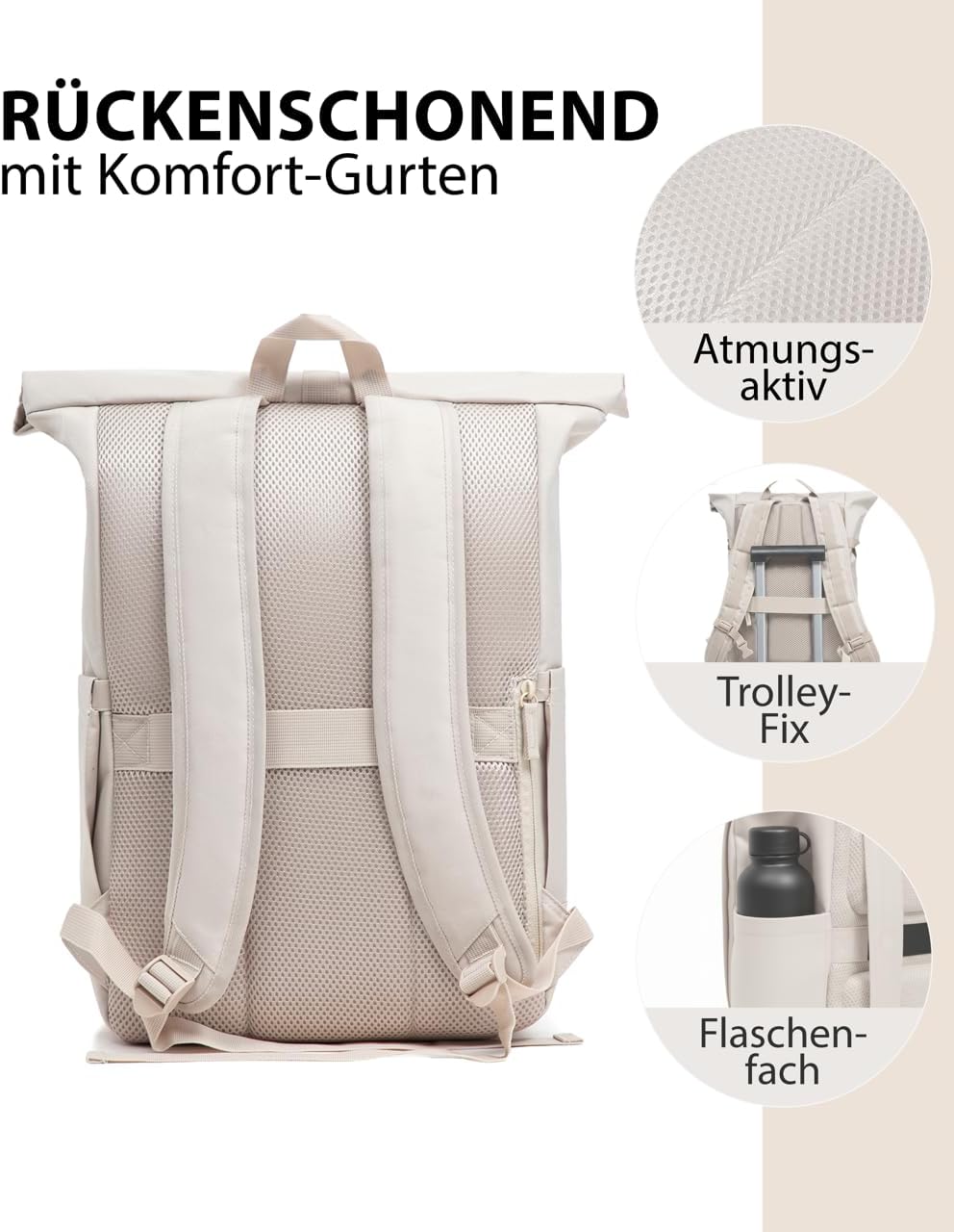 SONS OF ALOHA Roll-Top Rucksack Damen & Herren - NALU Reflektierend gross - Rolltop mit Laptopfach 1