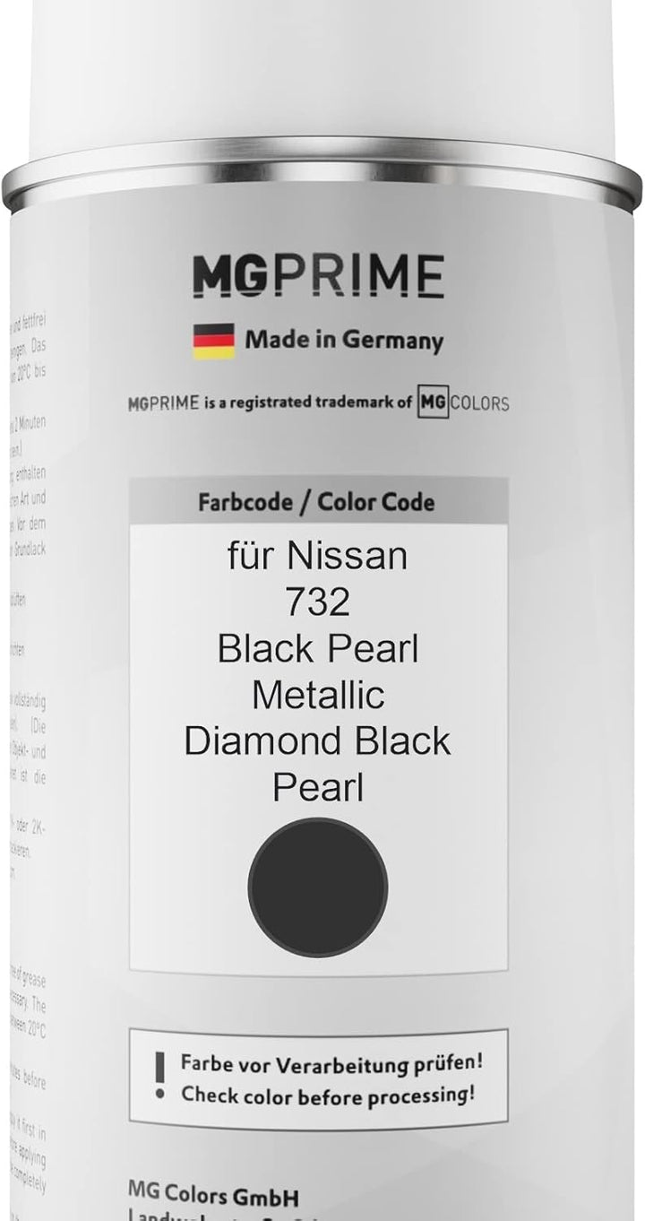 MG PRIME Autolack 2K Spraydosen Set für Nissan 732 Black Pearl Metallic/Diamond Black Pearl Basislac