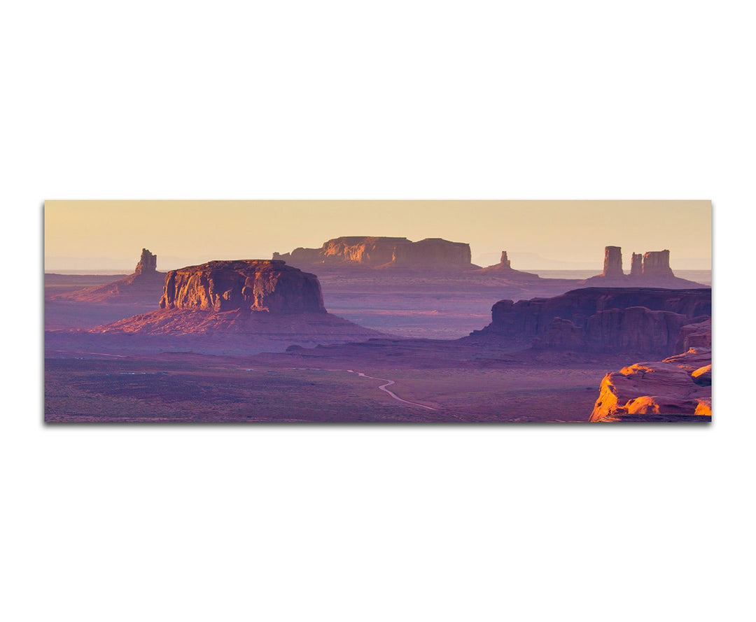 Paul Sinus Art Panoramabild auf Leinwand und Keilrahmen 150x50cm USA Monument Valley Abenddämmerung
