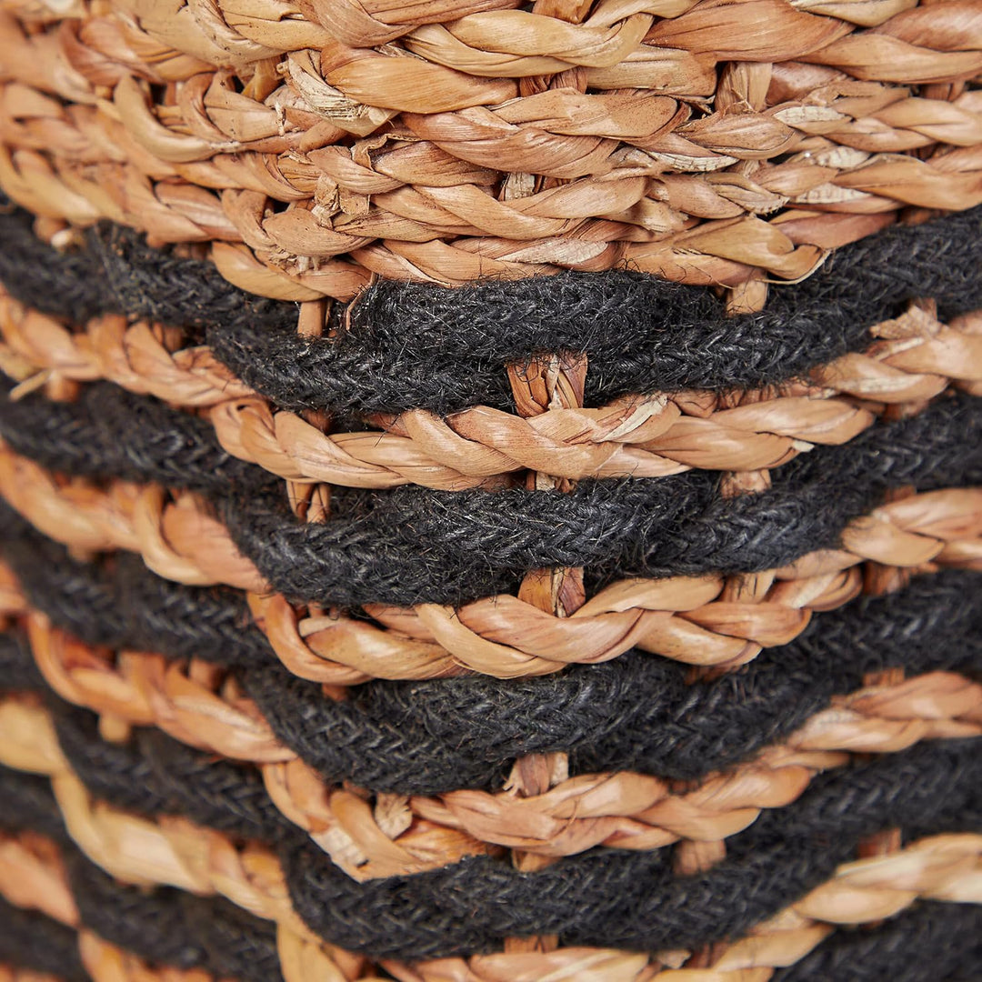 Relaxdays Wäschekorb mit Deckel, aus Seegras, Baumwoll-Wäschesack 87L, HxBxT: 50x50x40 cm, Wäschebeh