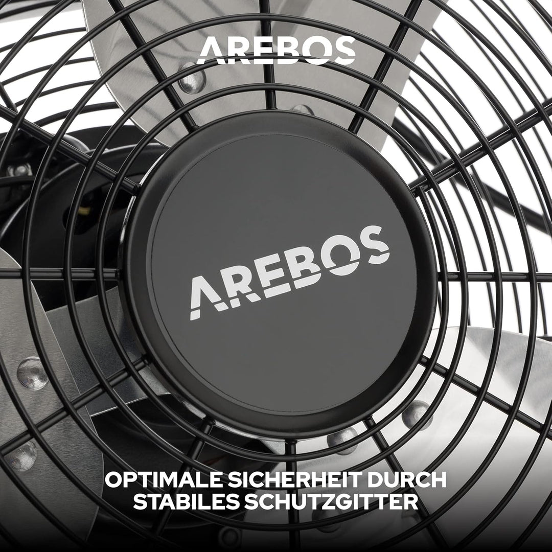 Arebos Bodenventilator Ø50 cm | Windmaschine | Ventilator | 3 Geschwindigkeitsstufen | hoher Luftdur