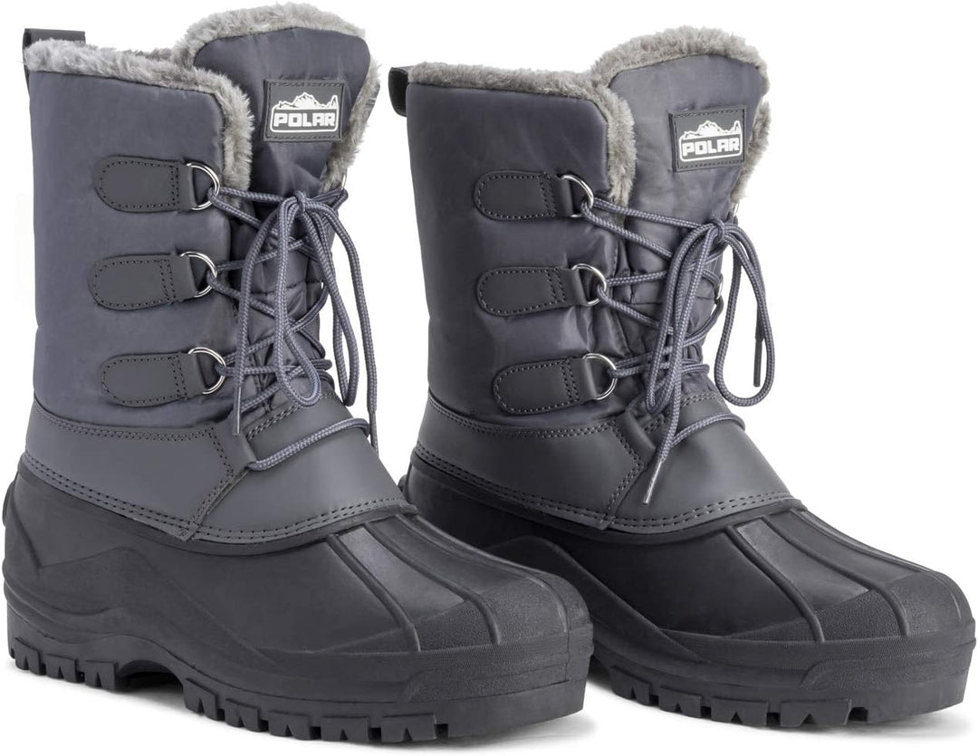 Polar Herren Dreck Schnüren Short Nylon Winter Schnee Regen Schnüren Wasserdicht Duck Stiefels, Grau