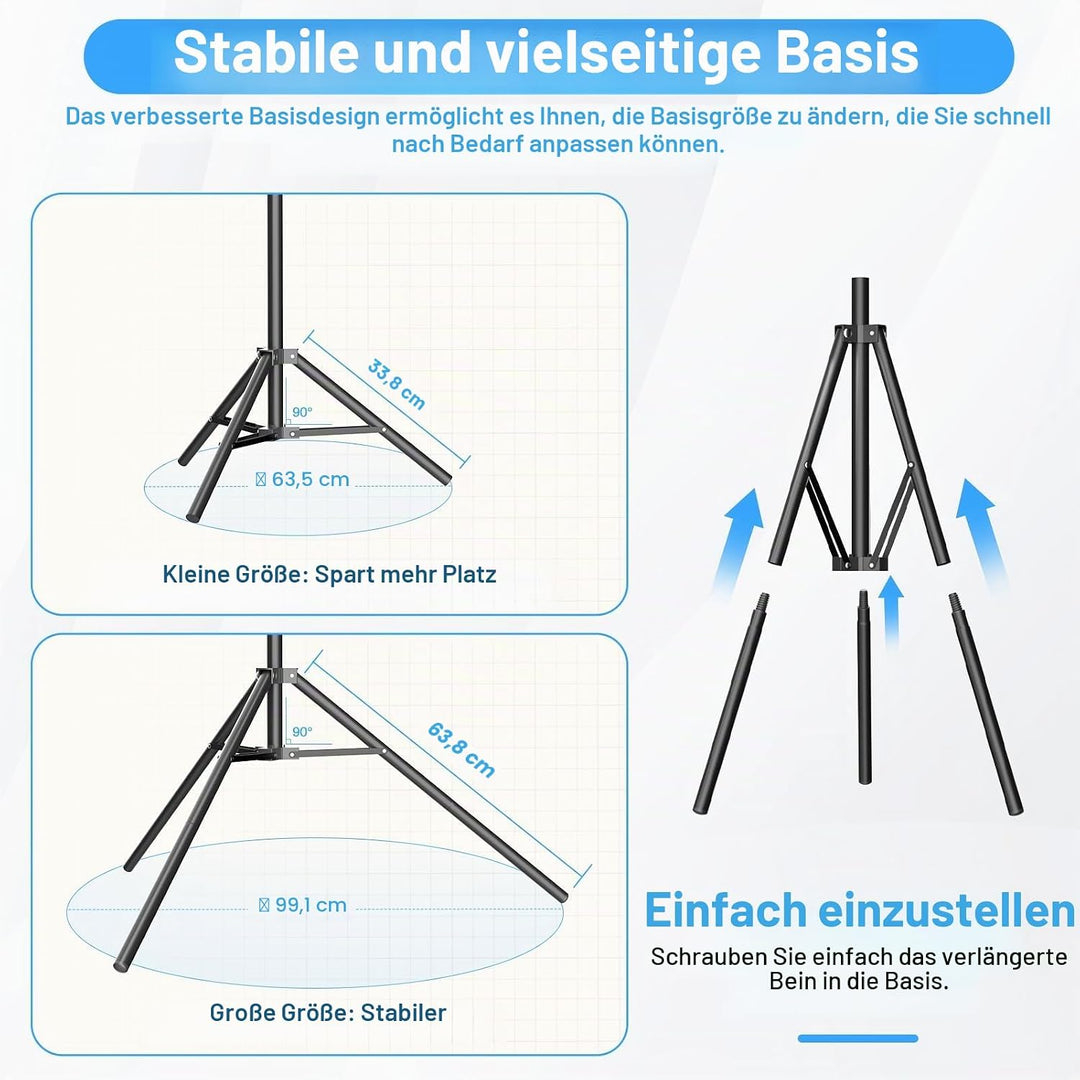 EMART T Form Hintergrund Ständer Hintergrundsystem, 1,5x2,5m Hintergrundständer mit 4 Federclips, Tr
