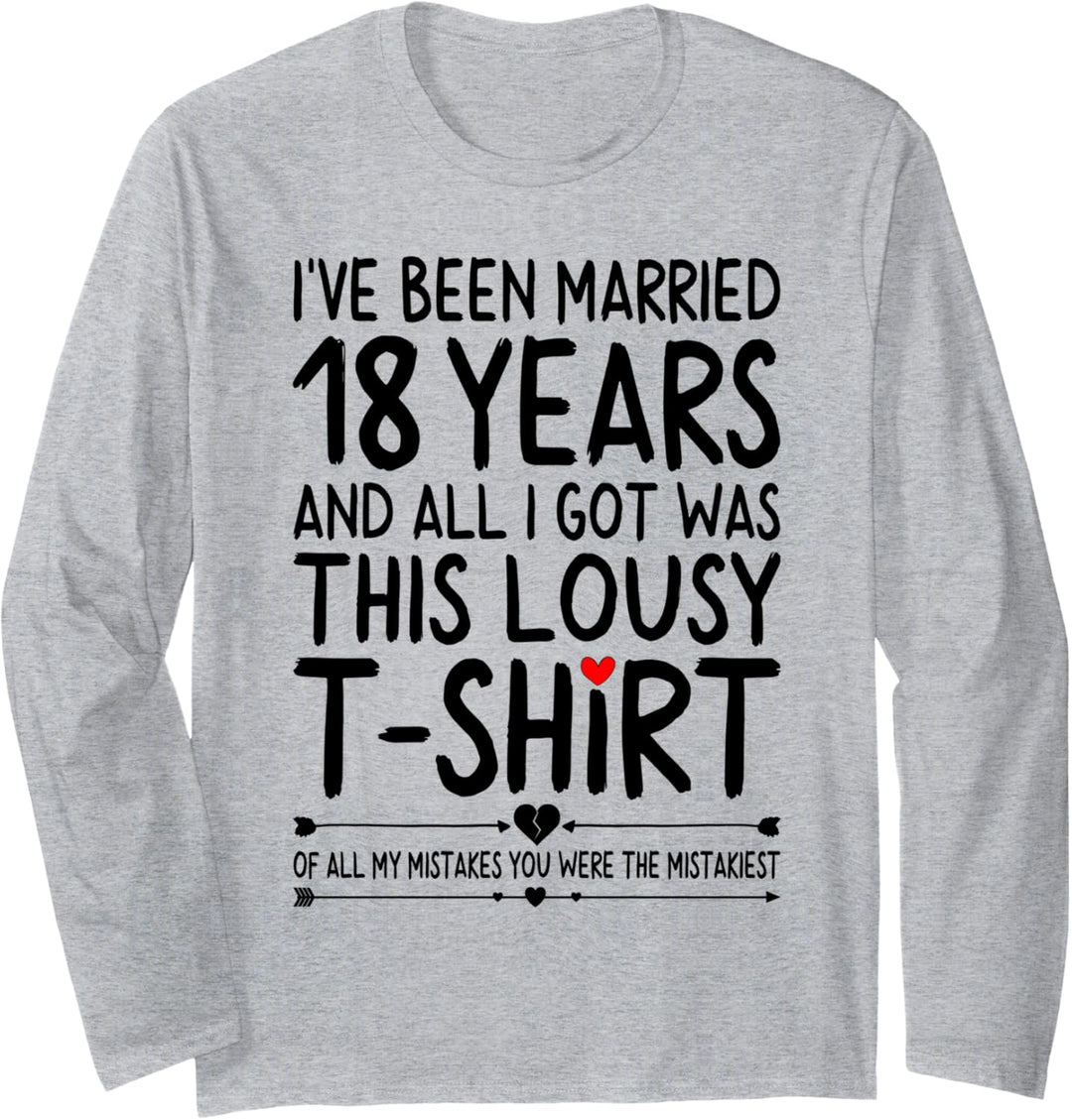 18 Years of Marriage 18th Wedding Anniversary for Her Couple Langarmshirt