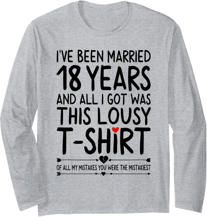 18 Years of Marriage 18th Wedding Anniversary for Her Couple Langarmshirt