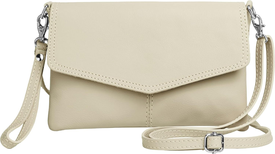 Caspar TA322 Damen Nappaleder Clutch Beige, Beige