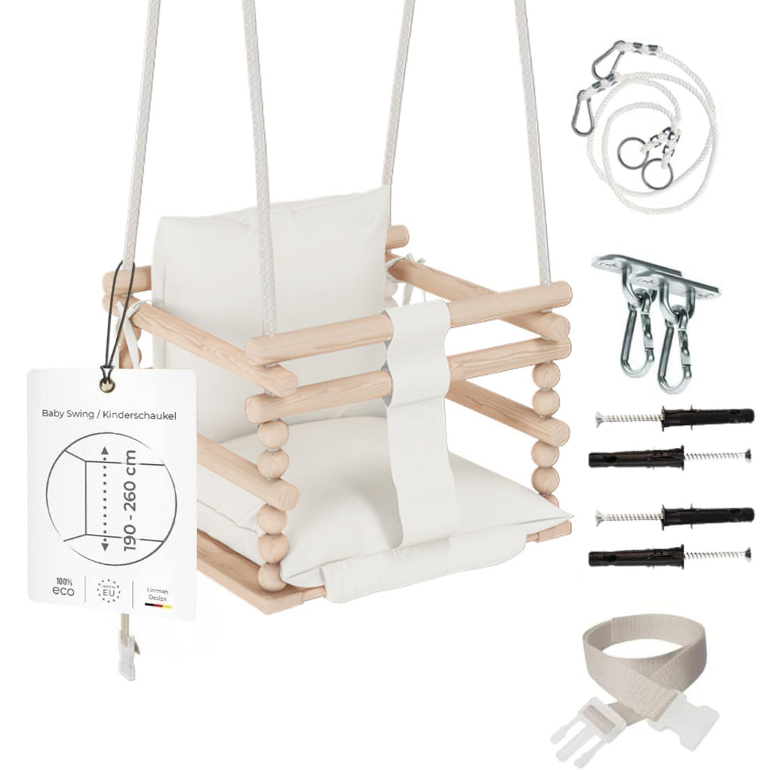 MAMOI® Babyschaukel, Schaukel Indoor und Outdoor, Holzschaukel für Baby und Kinder, Kinderschaukel,