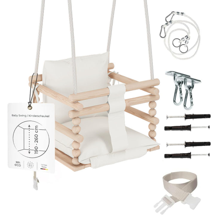 MAMOI® Babyschaukel, Schaukel Indoor und Outdoor, Holzschaukel für Baby und Kinder, Kinderschaukel,