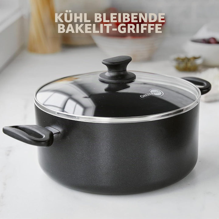 GreenPan Cambridge Kochtopf mit Deckel (24 cm/4,9l), gesunde keramische Antihaftbeschichtung, PFAS-f