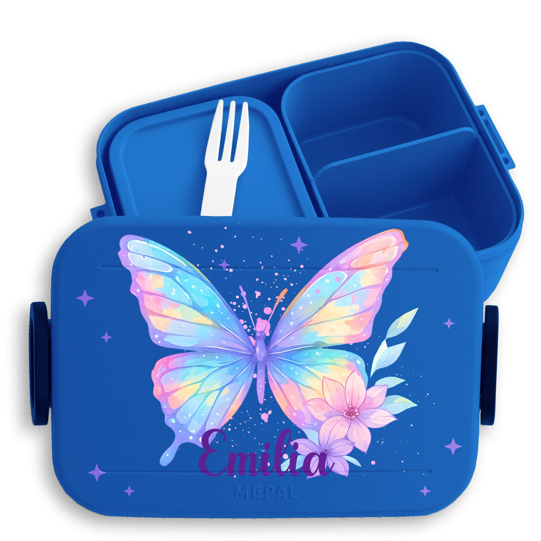 Kinder Bento Box Midi Lunchbox für Mepal Bentobox - Brotbox Schmetterling Schulkind Geschenk mit Nam