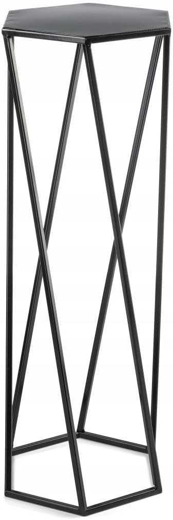 Schwarz Blumenständer Metall 70 cm Hoch - Solider Blumenhocker in Sechseckiger Form - Pflanzenstände