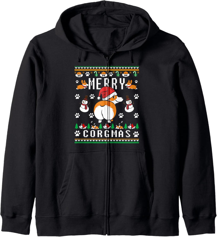 Merry Corgmas Christmas Corgi Dog Funny Ugly Christmas Kapuzenjacke