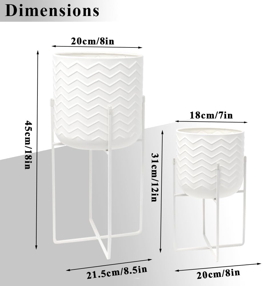 TRIROCKS Set aus 2 Metallpflanzenständern 31 cm & 45 cm Blumenständer Moderne Pflanzenhalter Blumenh
