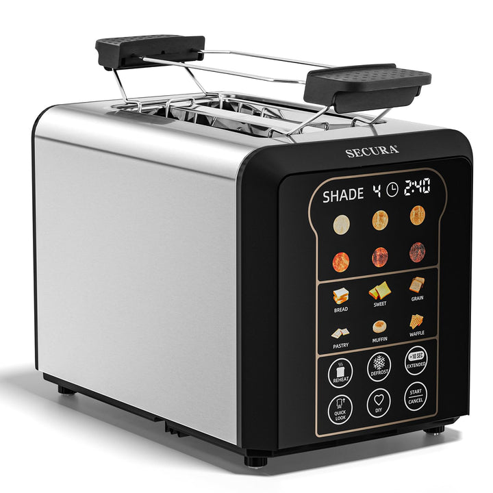 Secura Toaster - 2 Toastschlitze, 6 Stufen und 6 Brotsorten, Automatische Liftfunktion, Brötchenaufs
