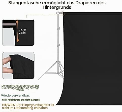 Fotografie-Hintergrund 3 x 3,6 M, Foto Hintergrund aus 100% Polyester mit 4 grosse Studio Klemmen &amp;