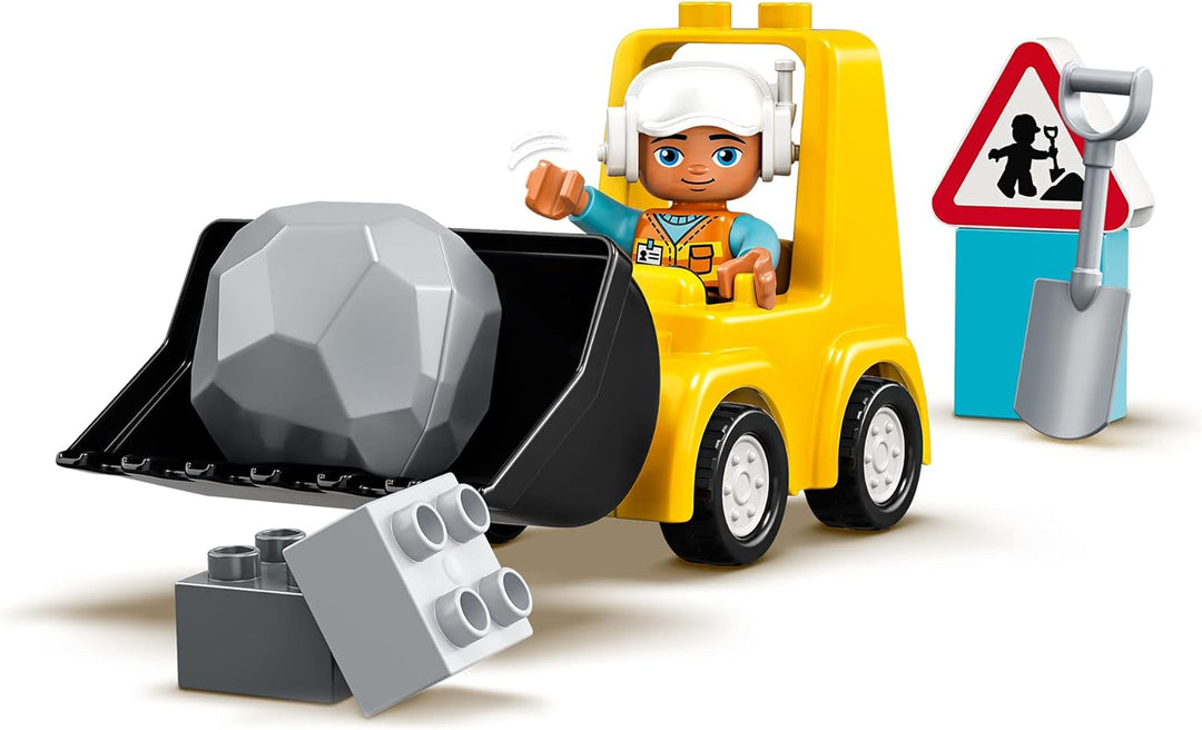 LEGO 10930 DUPLO Radlader, Spielzeug-Set mit Baufahrzeug für Kleinkinder ab 2 Jahren, Förderung der