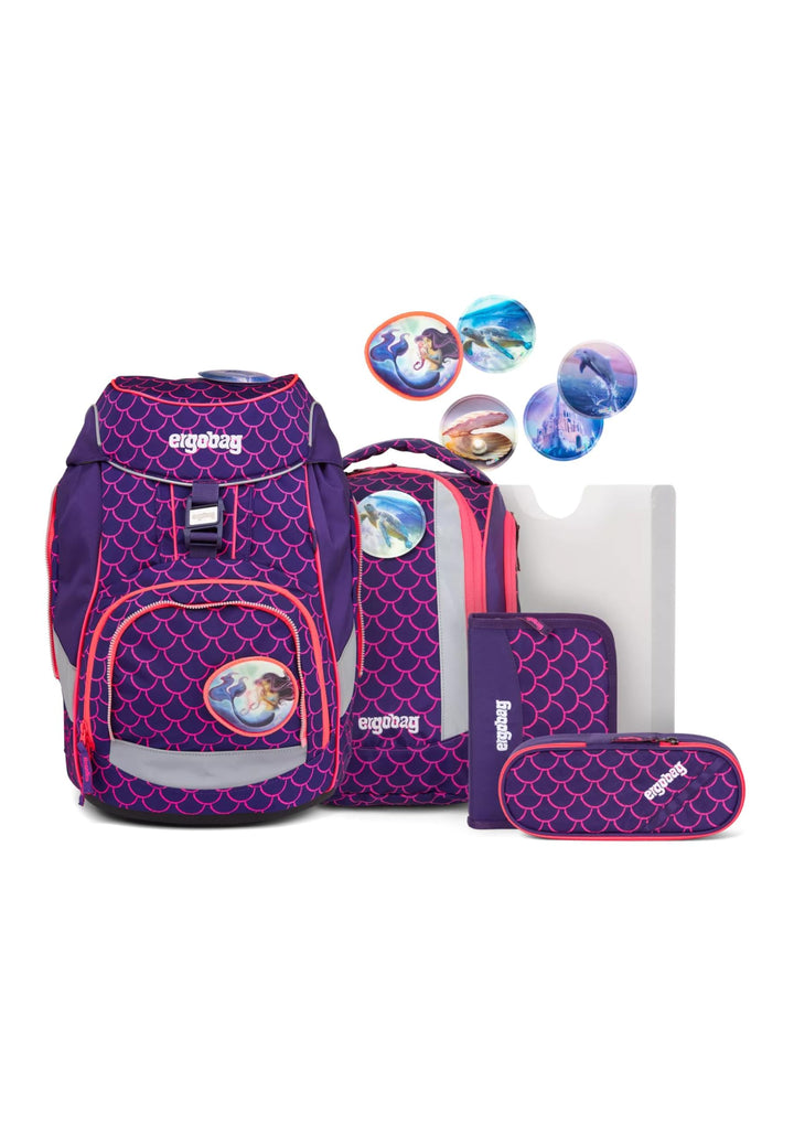 ergobag pack Set ergonomischer Schulrucksack, Set 6-teilig Perlentauchbär -