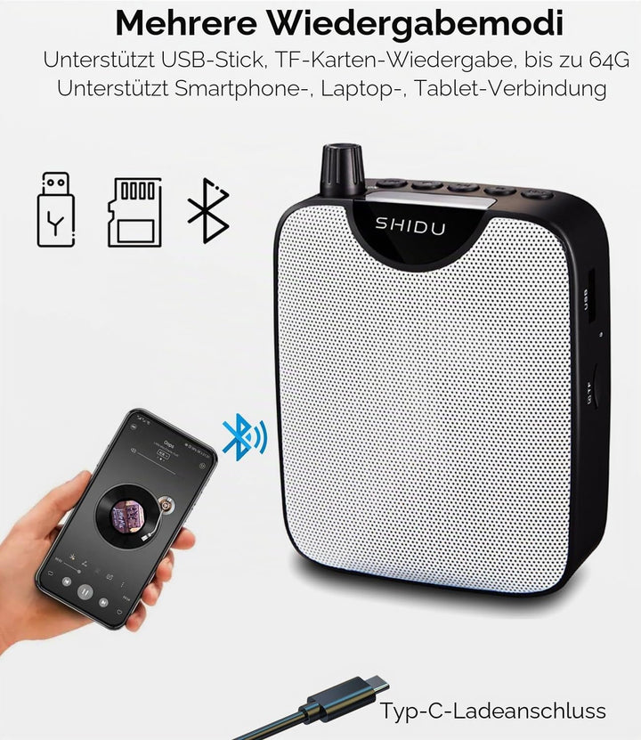Sprachverstärker Tragbarer Stimmverstärker Lautsprecher mit Mikrofon Headset Mini Verstärker Stimmen