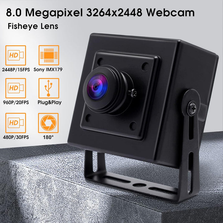 Svpro 8MP USB-Kamera Fisheye 180 Grad UltraweitwinkelWebcam, hochauflösende 3264x2448 USB-Kamera mit