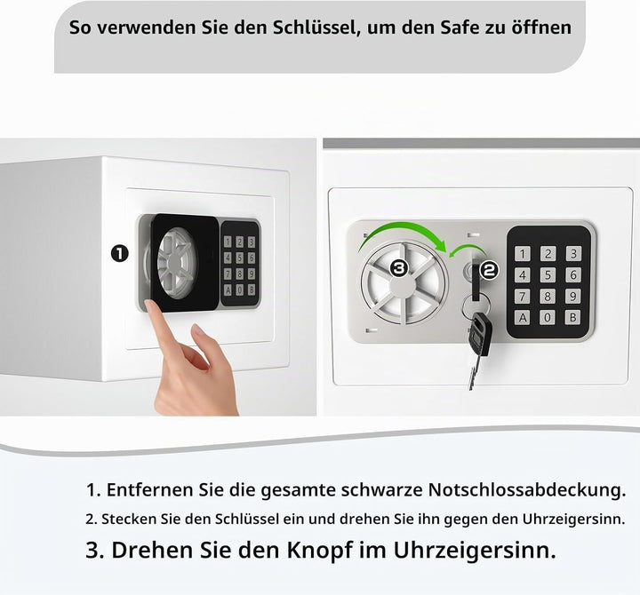Digitaler Safe 6,8 l, kleiner Tresor für Zuhause, elektronische Sicherheitskassette, Wandtresor fürs