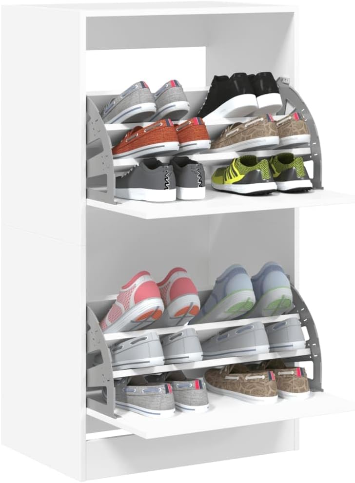 Gecheer Schuhschrank 2 Fächer Schuhablage Schuhregal Schuhständer Schuhaufbewahrung Schuhkipper Schu