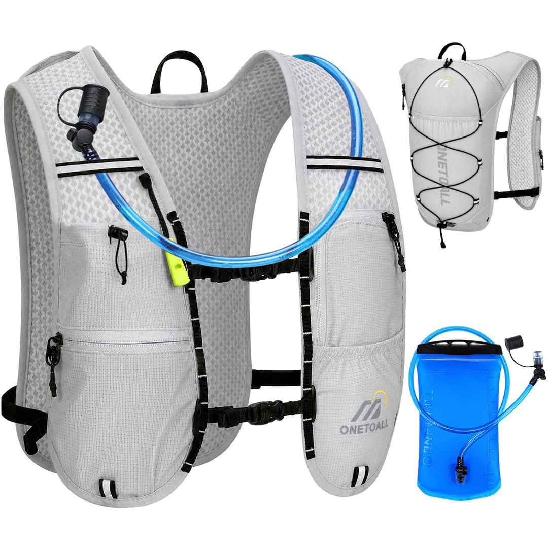 Laufweste Damen mit 500ml Trinkflasche/2L Trinkblase, Leichter Trinkrucksack Laufen Herren 6L, Runin