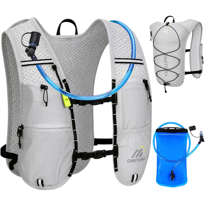 Laufweste Damen mit 500ml Trinkflasche/2L Trinkblase, Leichter Trinkrucksack Laufen Herren 6L, Runin