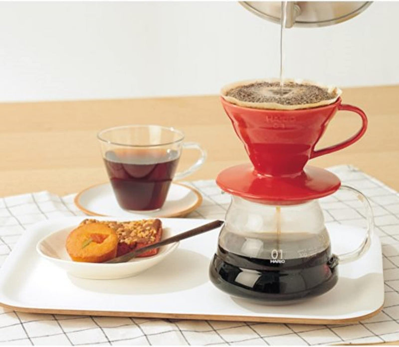 HARIO VDCR-01R V60 Transparenter Kaffee-Tropfer 01 Keramik Rot Kaffee-Tropfer für 1-2 Tassen Rot/Aus