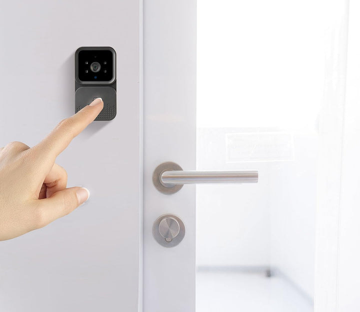 Somikon Funkklingel mit Kamera: Kabellose Plug-&-Play-Video-Funkklingel mit Monitor, IR-LEDs, schwar