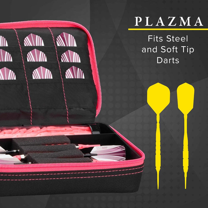 Casemaster Plazma Dartkoffer für weiche Dartpfeile mit Stahlspitze, für 3 Dartpfeile und integrierte