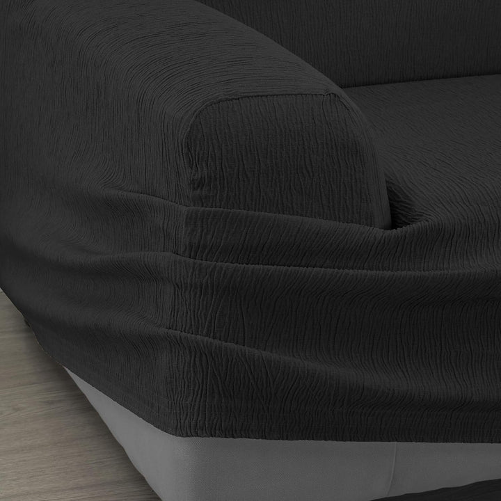Martina Home Emilia, Elastischer Bezug für 3-Sitzer-Sofa, 170 bis 220 cm breit, Stoff, Schwarz 3 Sit